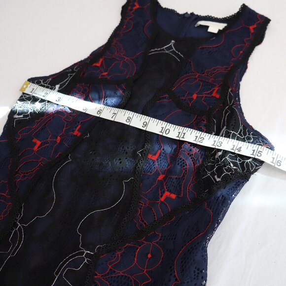 Jonathan Simkhai Womens Lace Tiered Ruffle Hem Mini Dress Blue Red Black Size 6 - Picture 8 of 10